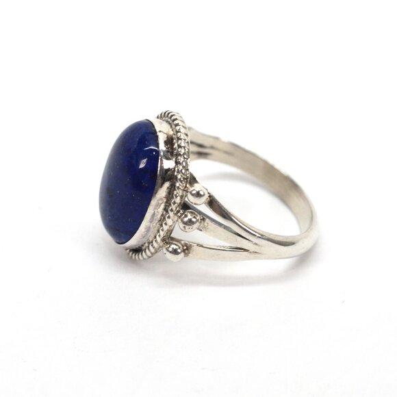 Native American Artisan Sterling Silver Lapis Ring from Running Bear - Picture 3 of 4